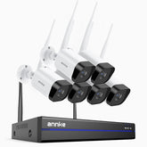 WS800 - 8MP Ultra HD 8-Kanal Funk Überwachungssystem Set mit 6 Kameras, 2,4/5,8 GHz Dual-Band WiFi Pro, Menschenerkennung, Zwei-Wege-Audio, Nachtsicht, kompatibel mit Alexa